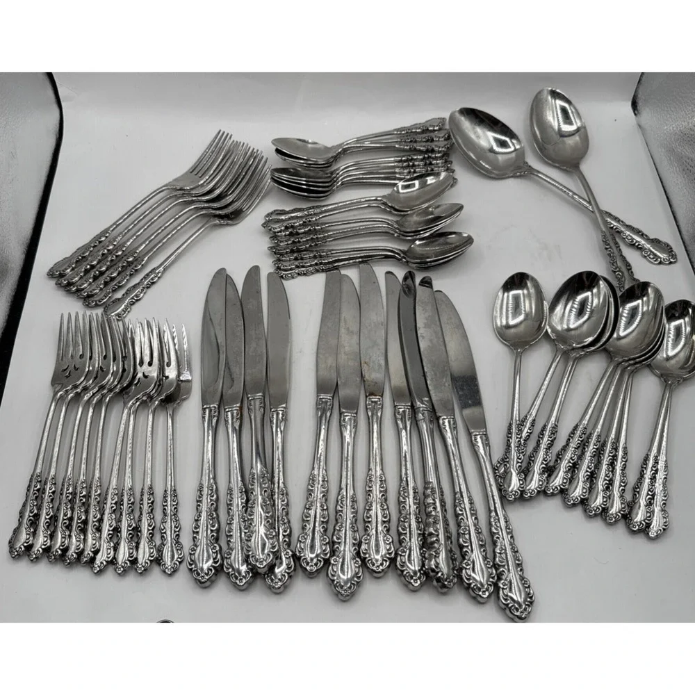 Oneida Shelley 6 Full Place Sets‎ + Extras (55pcs) Heirloom Stainless Flatware